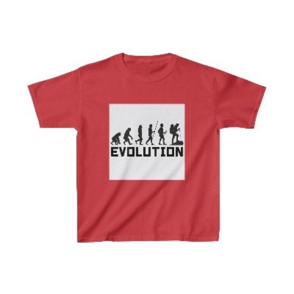 T-Shirt with Evolution Graphic Depicting Human Progression for Science